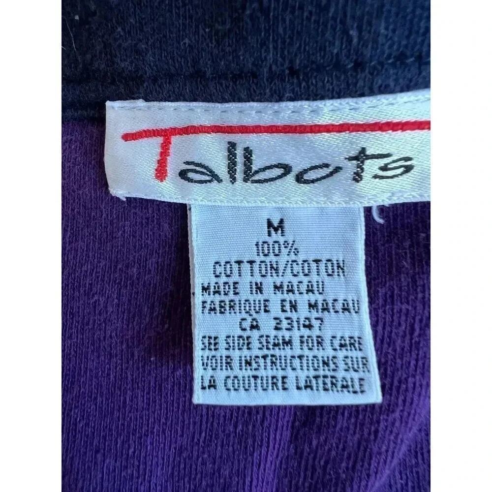 Talbots Navy Blue Full Zip Cotton Sweatshirt Jacket Forest Green Cuffs Medium - Picture 5 of 8